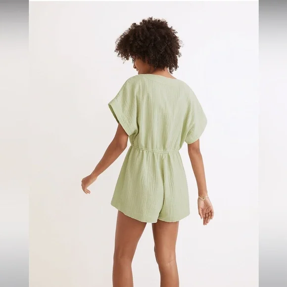 NWT Madewell Lightestspun Cover-Up Drawstring Romper - Size Medium - Orange